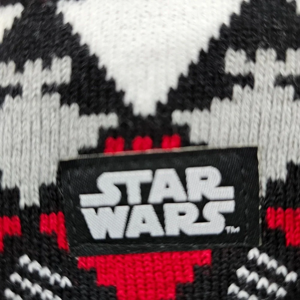 Star Wars Beanie‎ Hat Youth OS Black Fair Isle Knitted Darth Vader Winter Warm